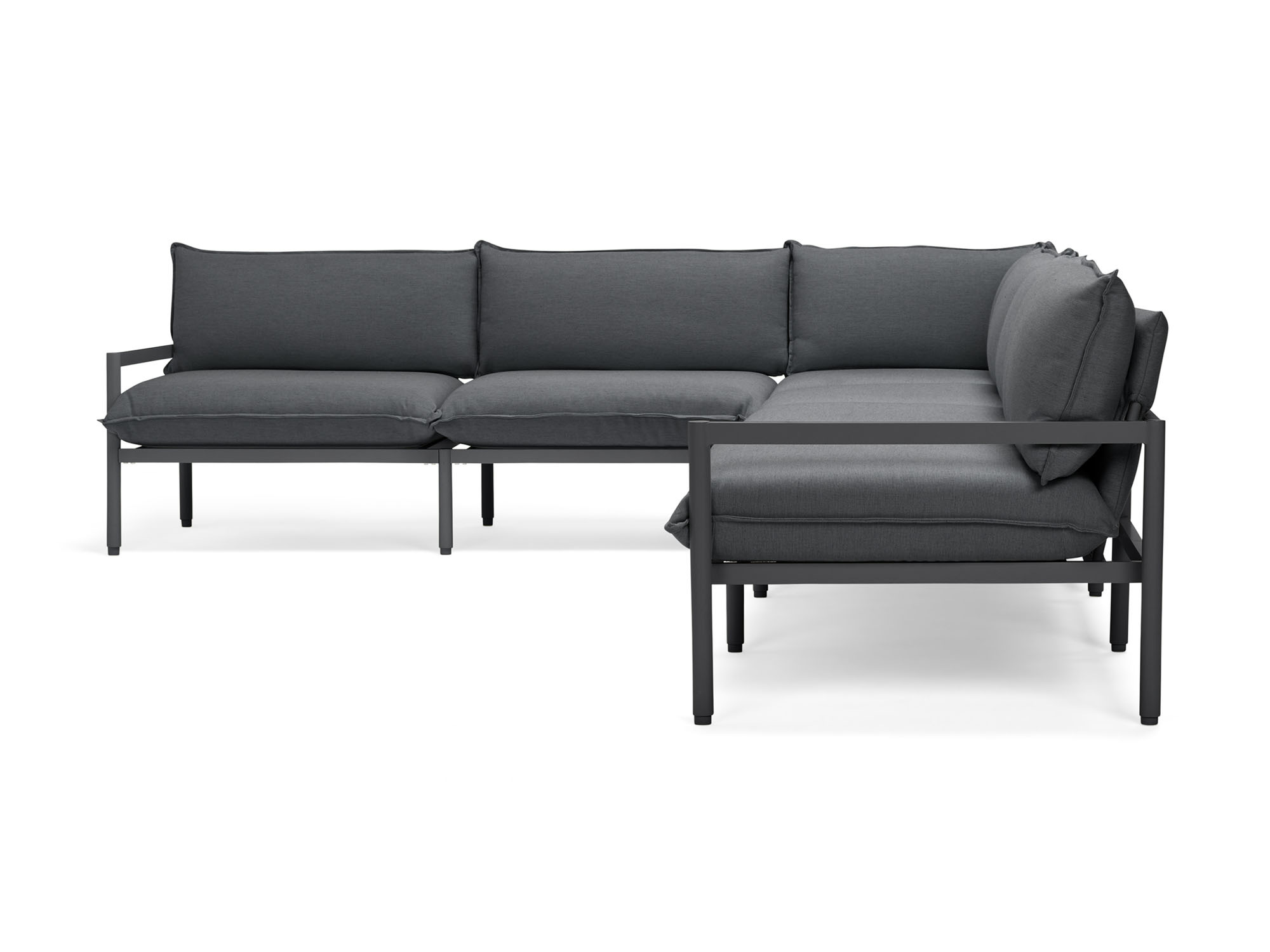 Side view of 6-piece black outdoor sectional sofa